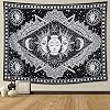 Dremisland Psychedelische Brandende Zon Wandtapijt Zwart-wit Wandtapijt Maan Zon met Ster Esthetisch Wandtapijt Muur…
