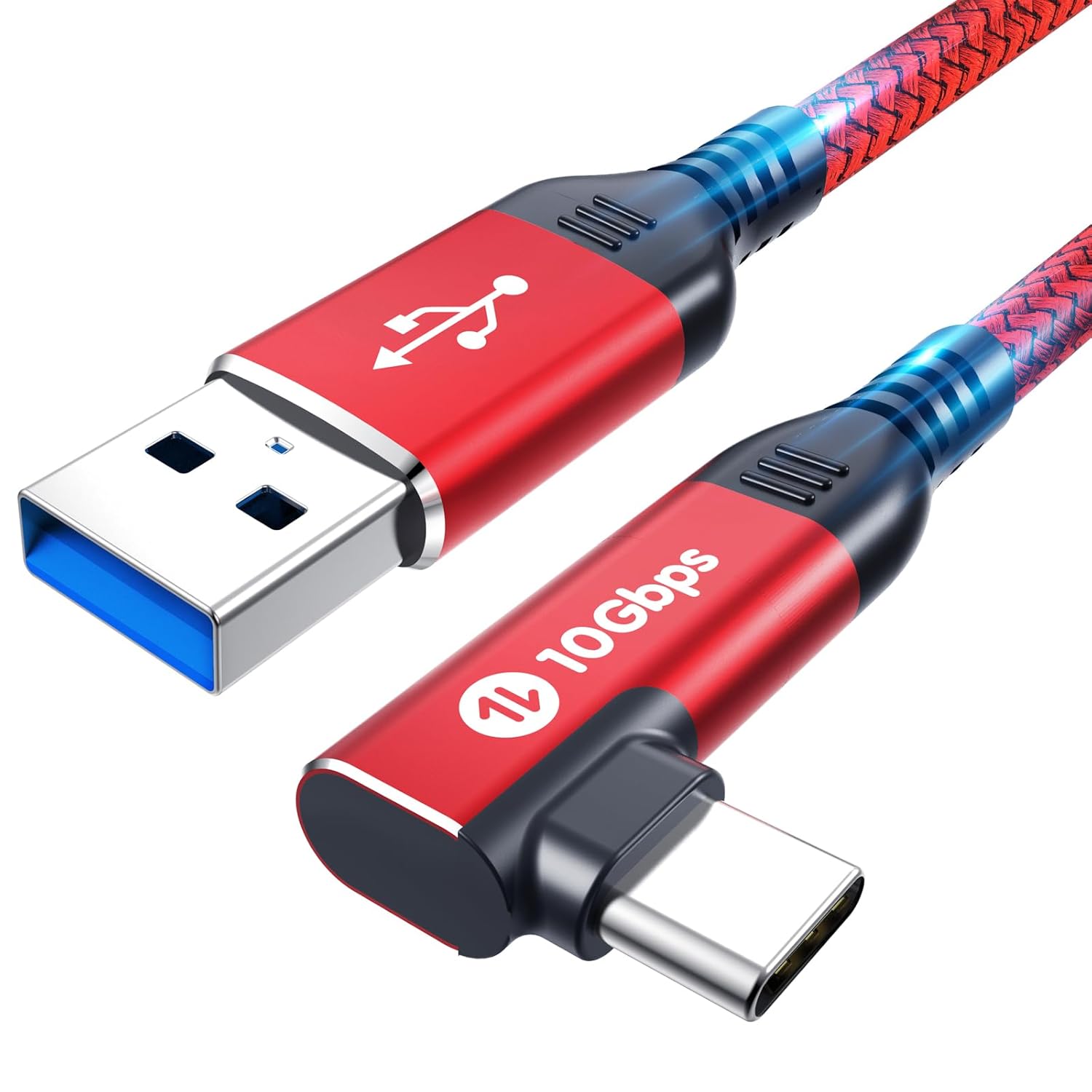 Fannoday USB C Cable 3FT, 10Gbps Android Auto USB C 3.1 Gen 2 to USB Cable Data Transfer,Right