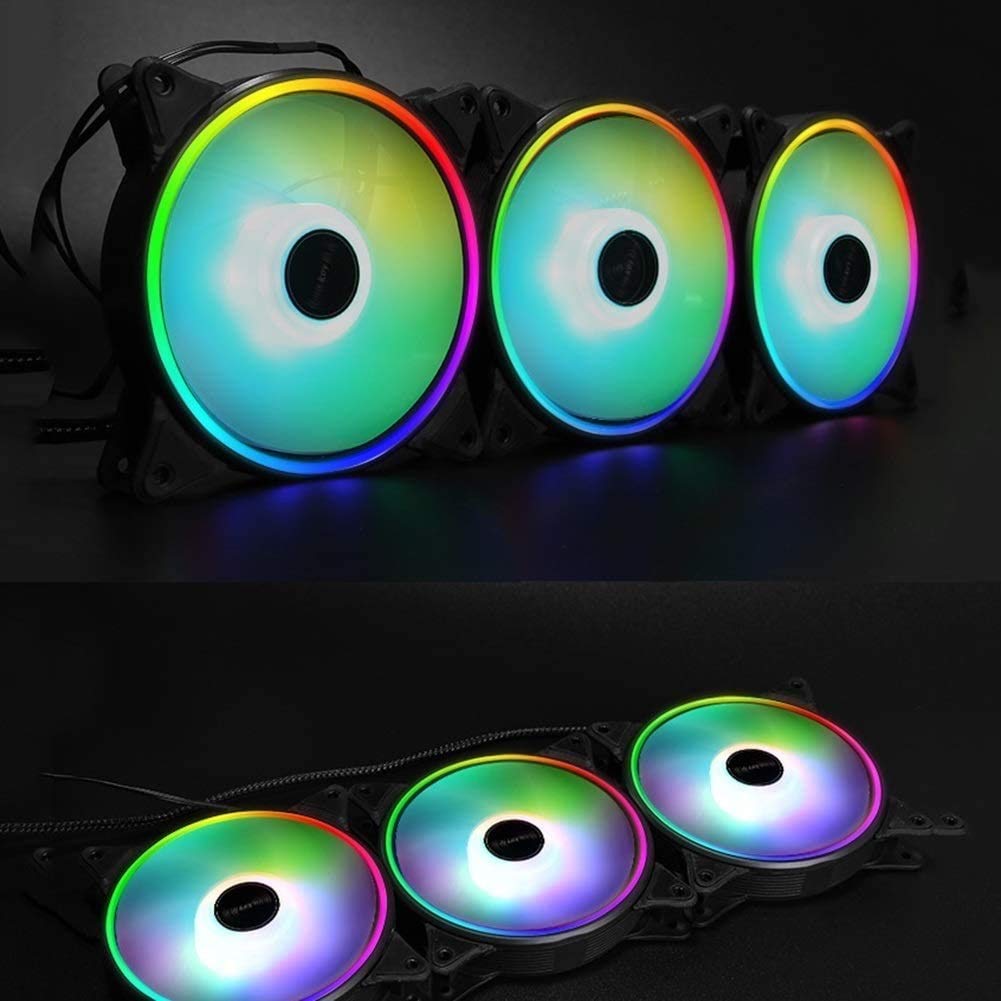 4 Feet PWM 120mm RGB Computer Chassis Fan Ultra-Quiet PC Cooling Fan Computer Chassis CPU Radiator And Radiator Ultra-Quiet Seven Blades Cool Down Inside And Outside Streamer Chassis Cooling Fan