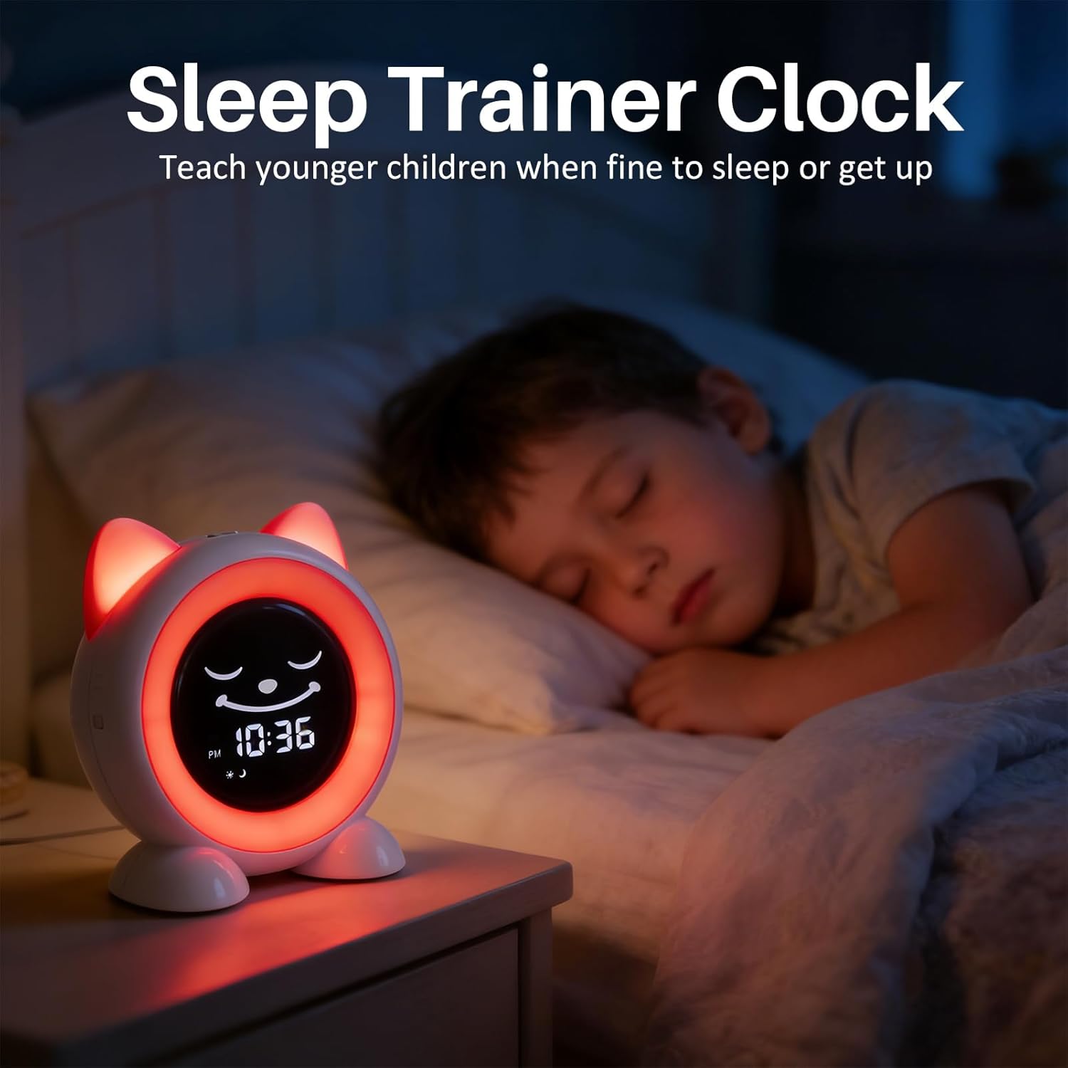 Toddlers Sleep Training Clock, Ok to Wake Clock with Red Green Light,Emoji,Nap Timer, Gift Idea for Toddler Girls Boys