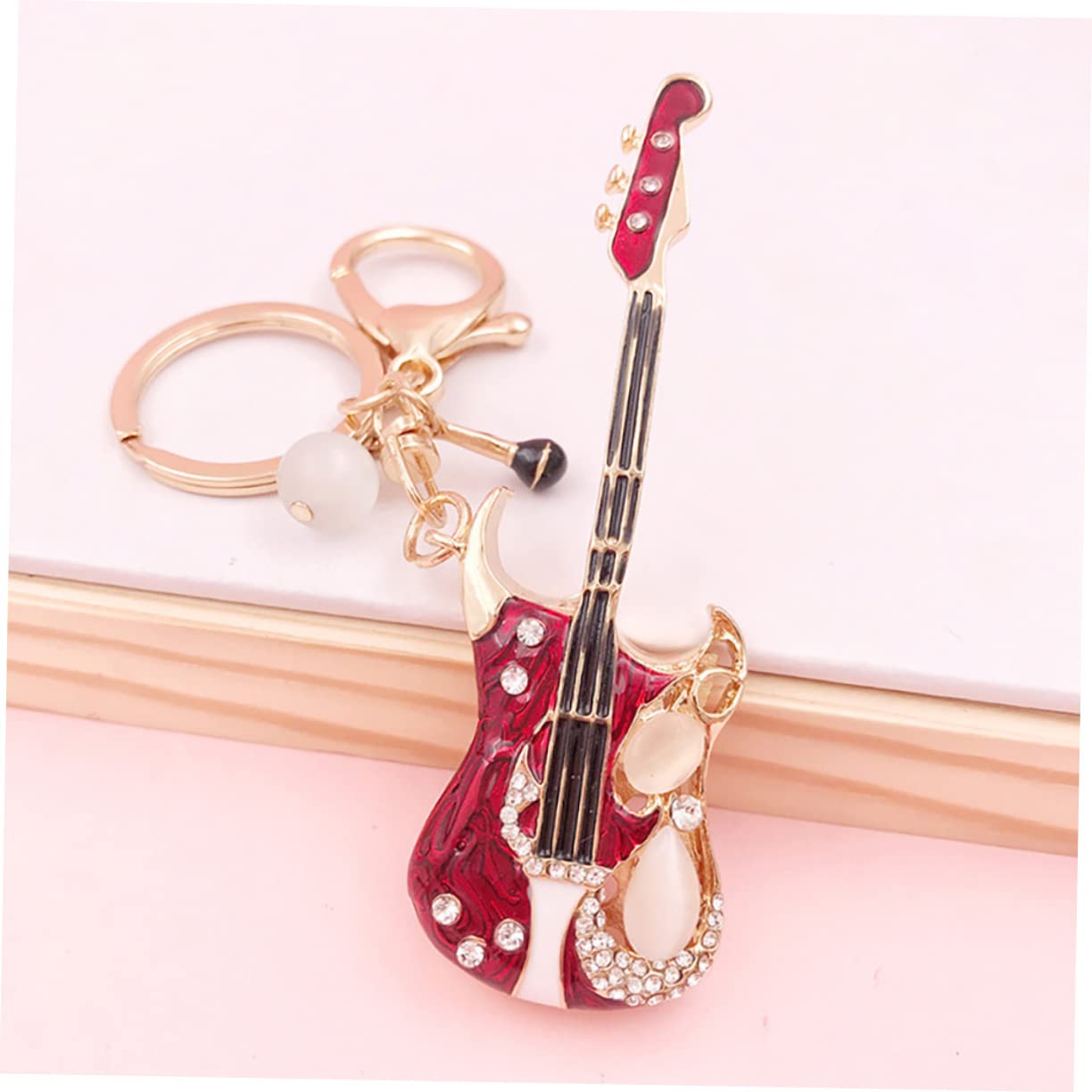 SHERCHPRY Chitarra Chiave Anello Ciondolo Donne Catena Chiave Degli Uomini Del Pendente Mini Accessori Sacchetto Della Catena Chiave Posteriore Portachiavi Basso Accessori Cinturino