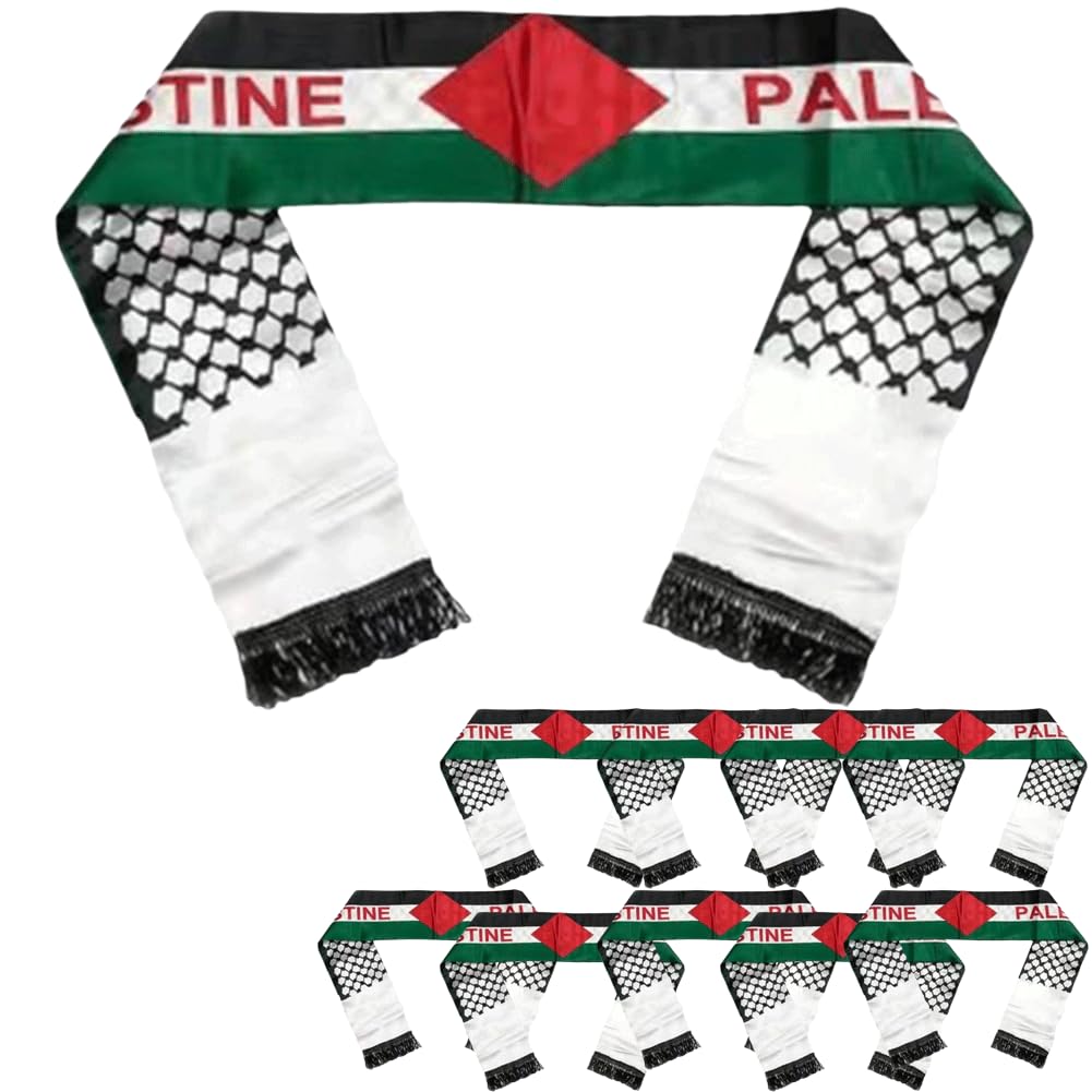 10PCS Palestine Flag Scarf for Women Men,Double Side Scarf Palestine Satin Scarf,Palestine Flag Shawl Sash Stole Wraps Scraf