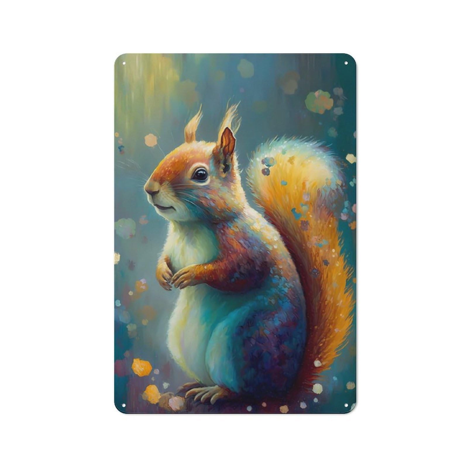 Junmoney Squirrel Wondrous Retro Metal Wall Decor 30X20cm, Tin Wall Sign For Bakery, Diner, Cafe Or Family Room