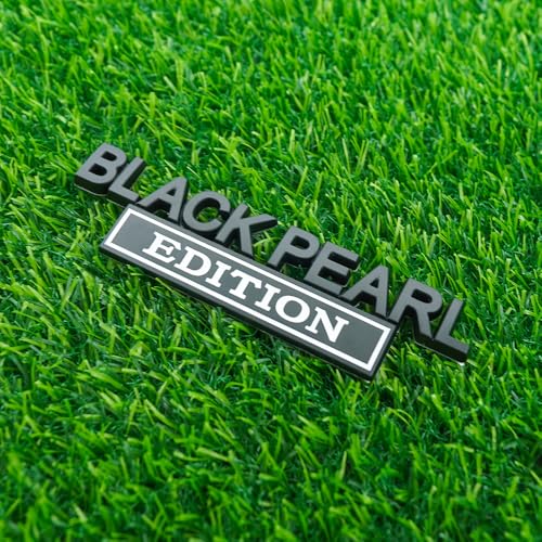 Image of Pair Set Black Pearl Edition Emblem 3D Letter Fender Tailgate Badge Decal Sticker Nameplate for Universal Vehicle, Car, Truck, SUV Motorcycle Accessories (Black White)