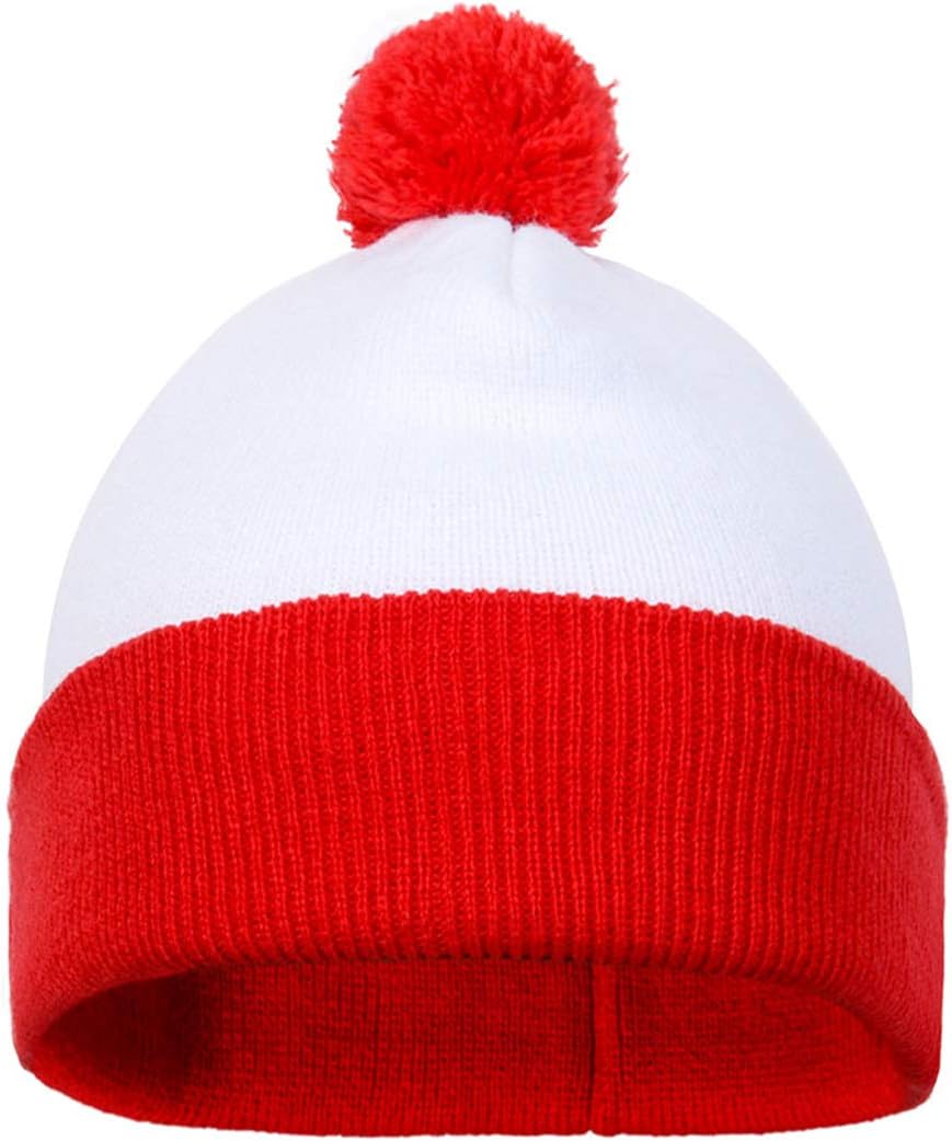 NUWINDKnitted Hat White Red - Knitted Fabric Hat for Halloween Christmas (Red and White 1pc)