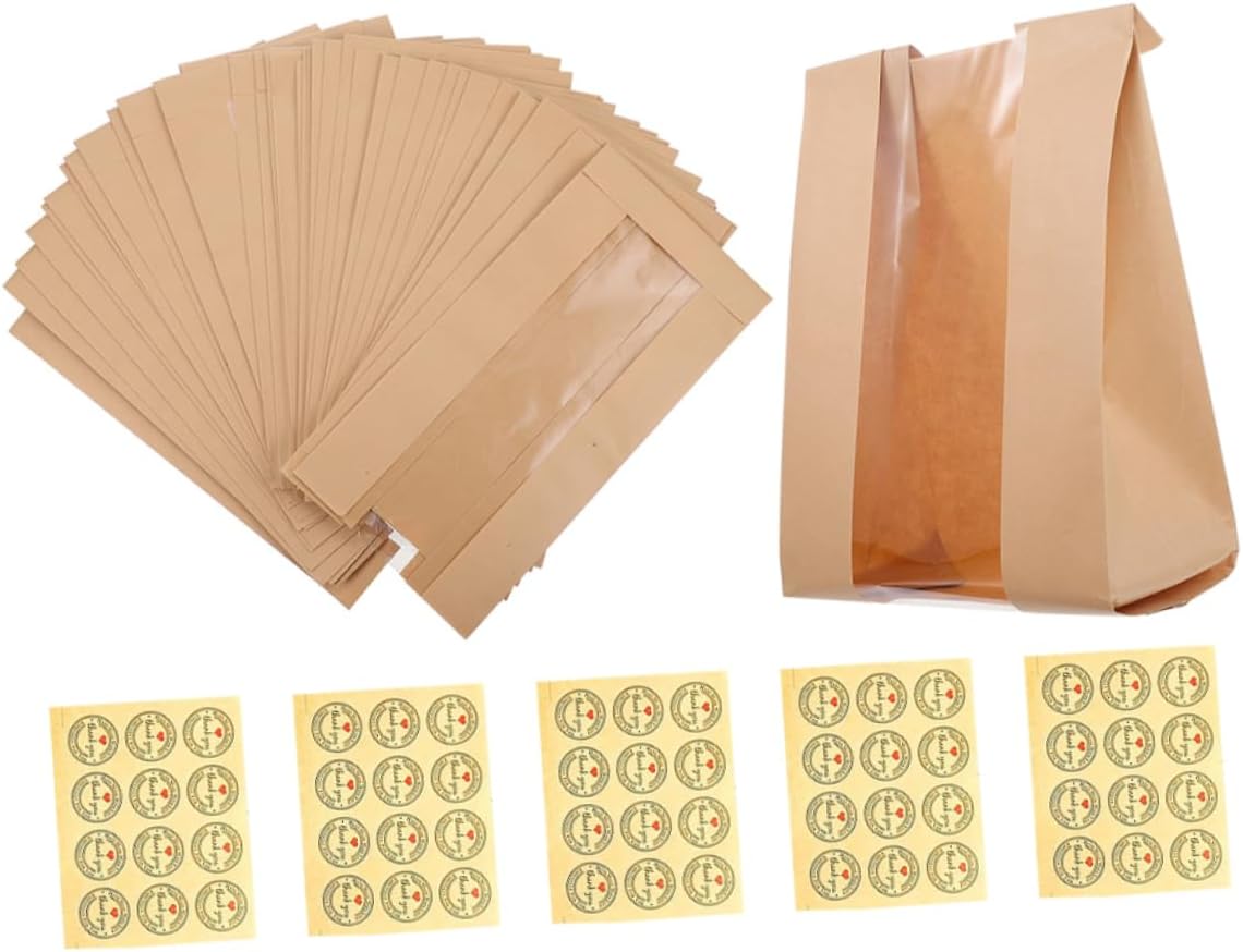 NOLITOY 1set Reusable Bread Bags Window Paper Baking Wrapping Pouches for Homemade Bread Multi-function Treat Bags Safe Odorless Easy to Use