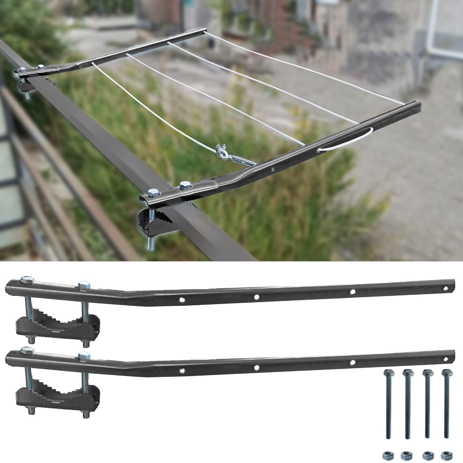 Filo Stendibiancheria In Acciaio Inox 9 M Per Interni/Esterni – Con Tenditore, Ganci, Capacità 226 Kg – Multiuso - 4