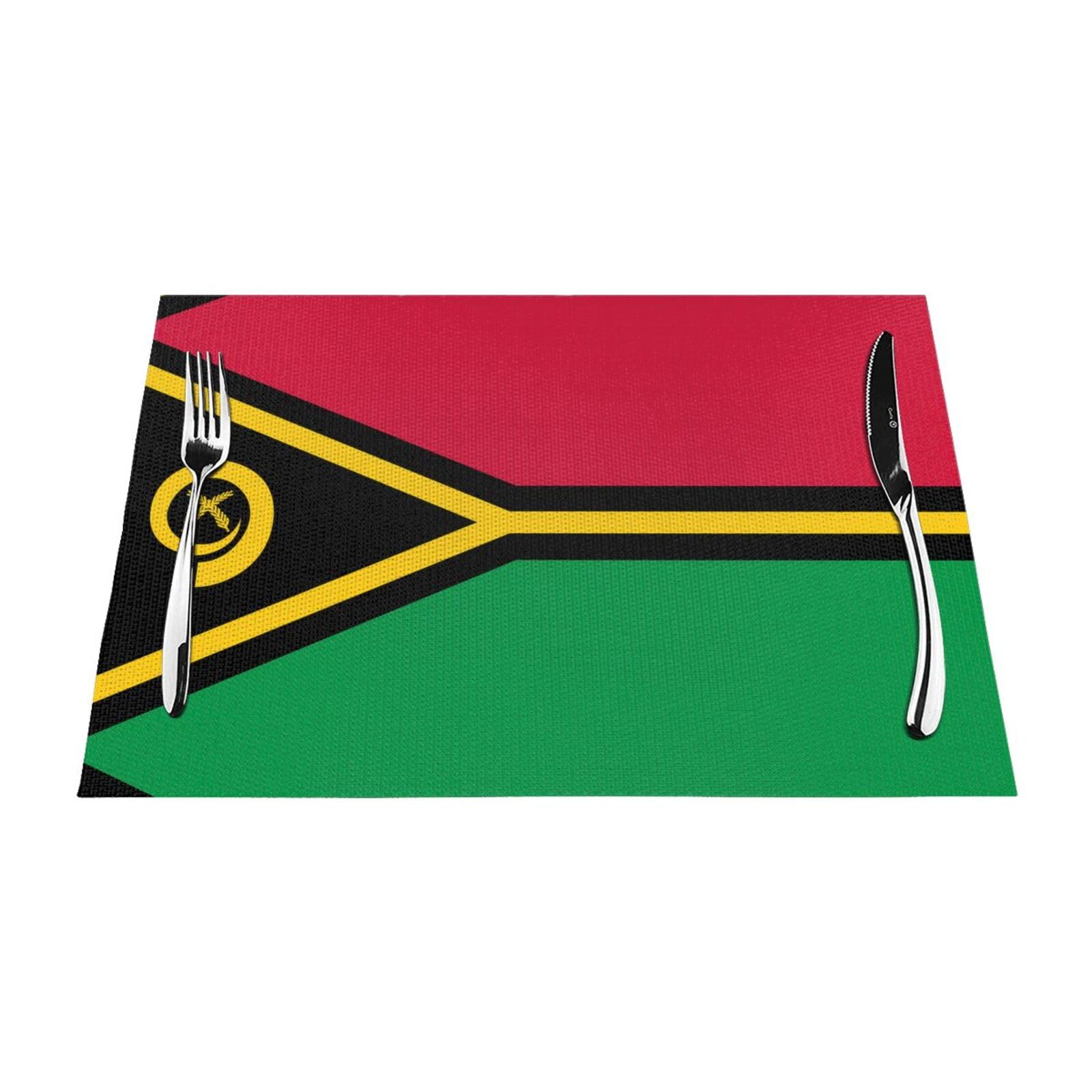 Flag of Vanuatu 4 Pcs Patterned Woven Placemats are Non-Slip and Heat-Resistant and Complement Any Table