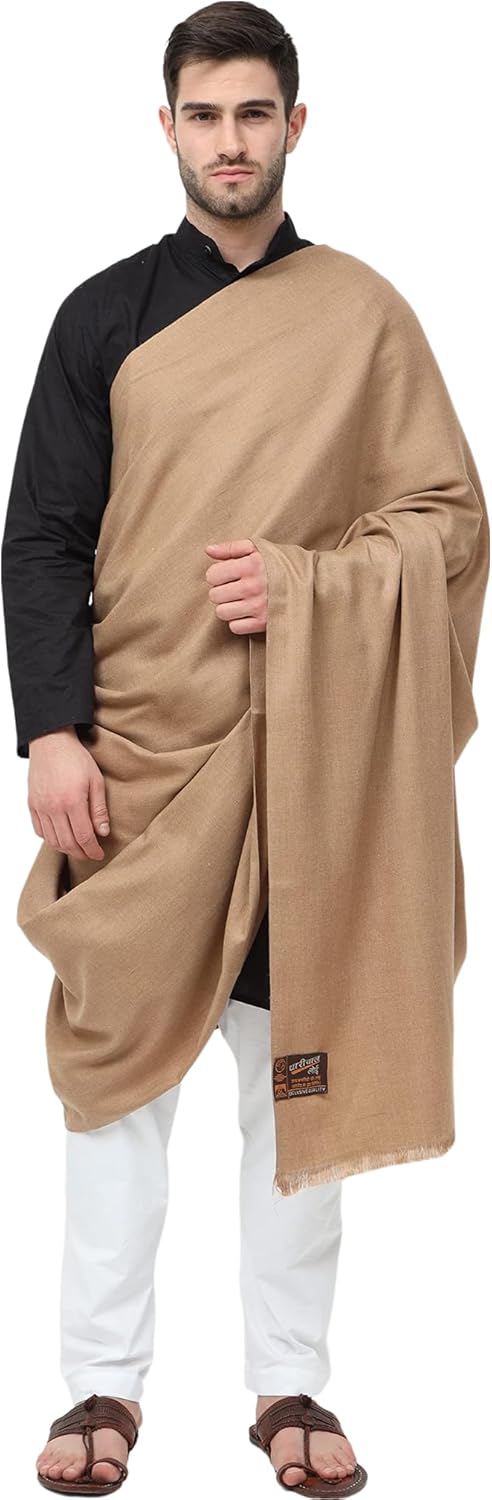 Arvore Bunkaar Plain Woollen Men's Dhariwal Indian Lohi/Shawl with Kullu Border