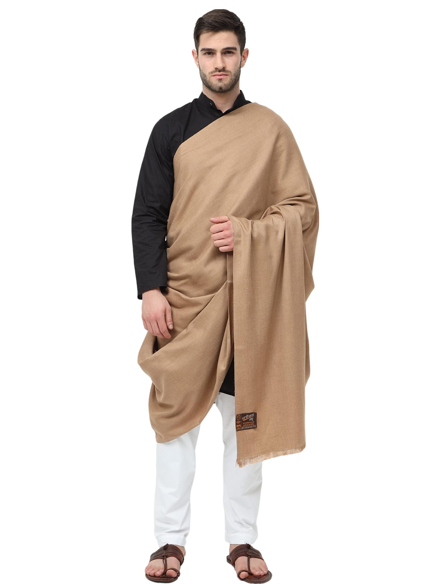 Bunkaar Men's The Handloom Story Plain Woollen Dhariwal Lohi/Shawl (Brown, 48" X 102")-image-20