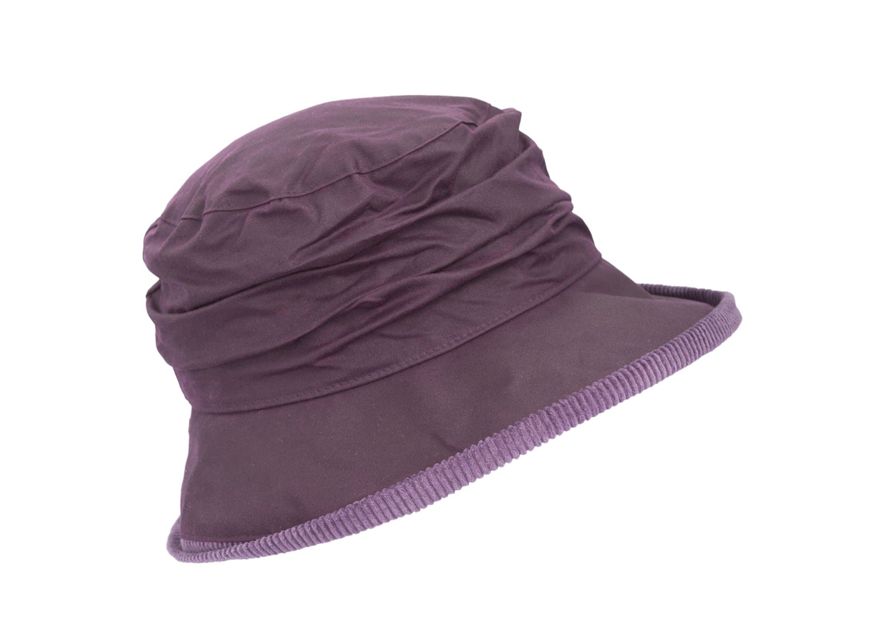 WALKER AND HAWKES - Womens Olive British Millerain Waxed Cotton Diana Country Hat - Plum - XS/S (56cm/57cm)