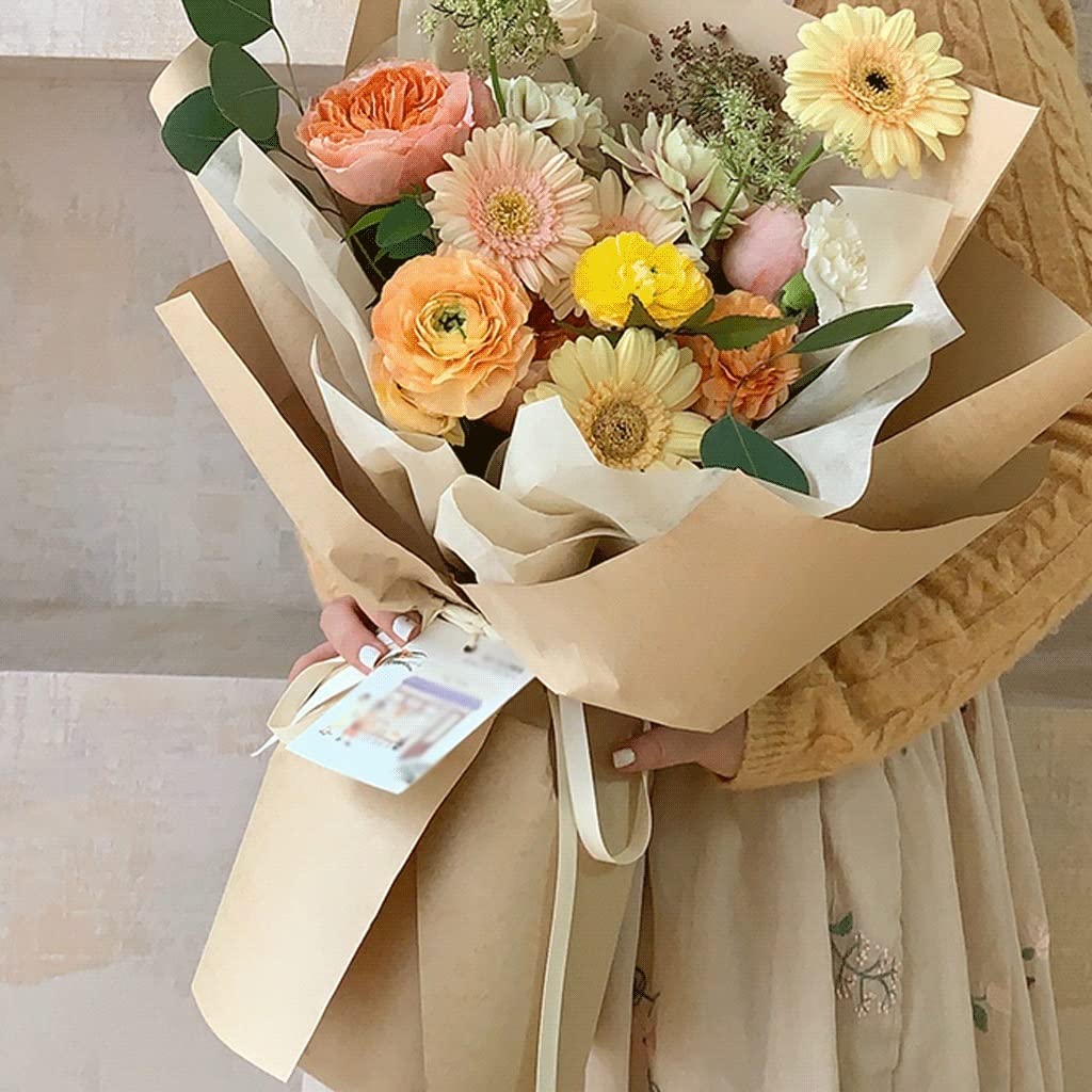 ZQDMYT Papier Cadeau Enroulement Papier Kraft Papier rétro Couleurs Quatre Couleurs Bouquet Cadeau Cadeau Artisanat d'emballage for la Saint-Valentin d'anniversaire Cadeau (Color : Beige)