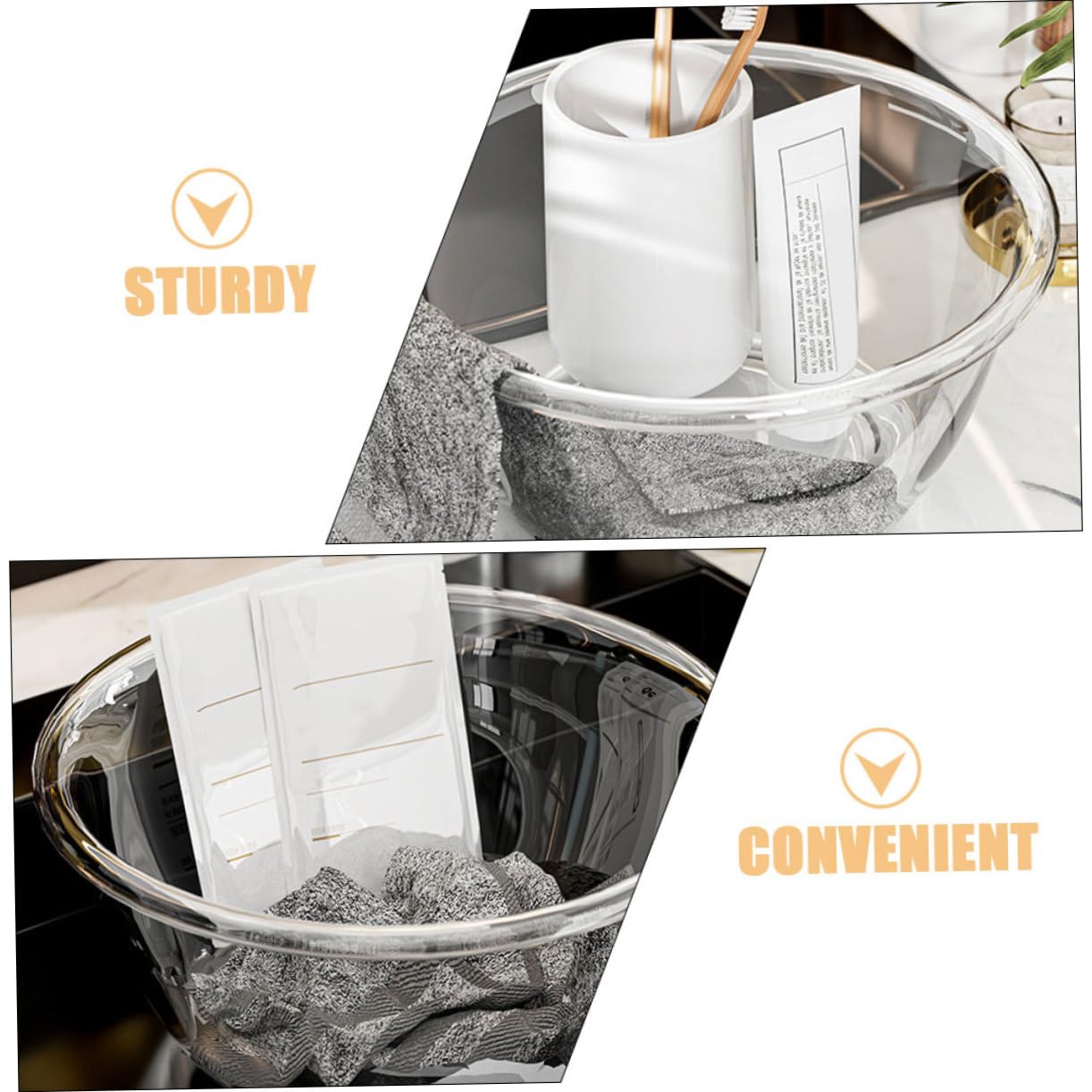 Vasque En Plastique Transparent Bassin De Lavage Nettoyant Pour Le Visage Bassine De Shampoing Seau De Lavage Lavabo De Salle De Bain Plat Bol De Légumes De Bébé Nettoyage