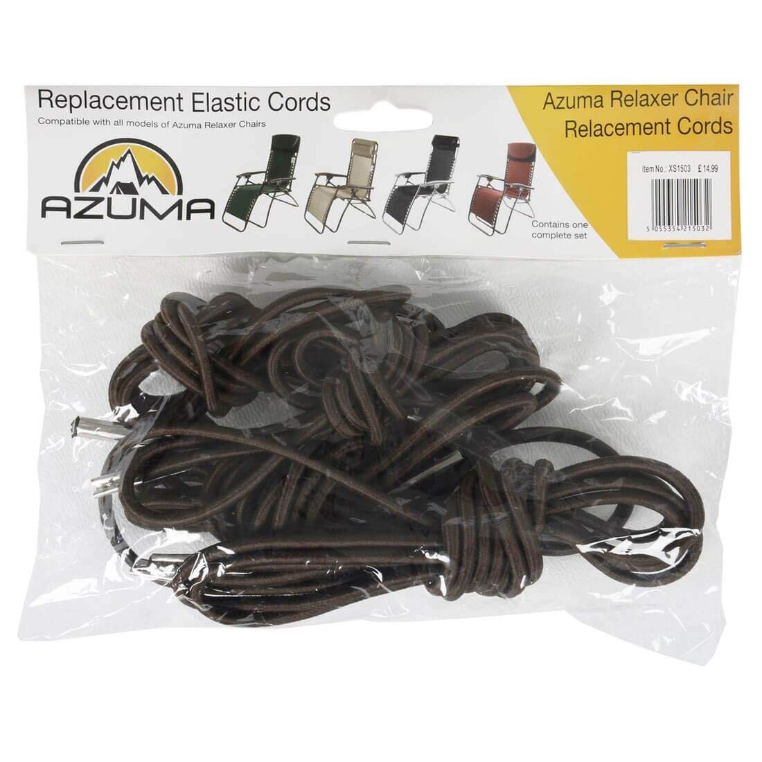 Azuma Pack of 4 Replacement Elastic Cords Zero Gravity Chair Garden Recliner Relaxer Seat Brown