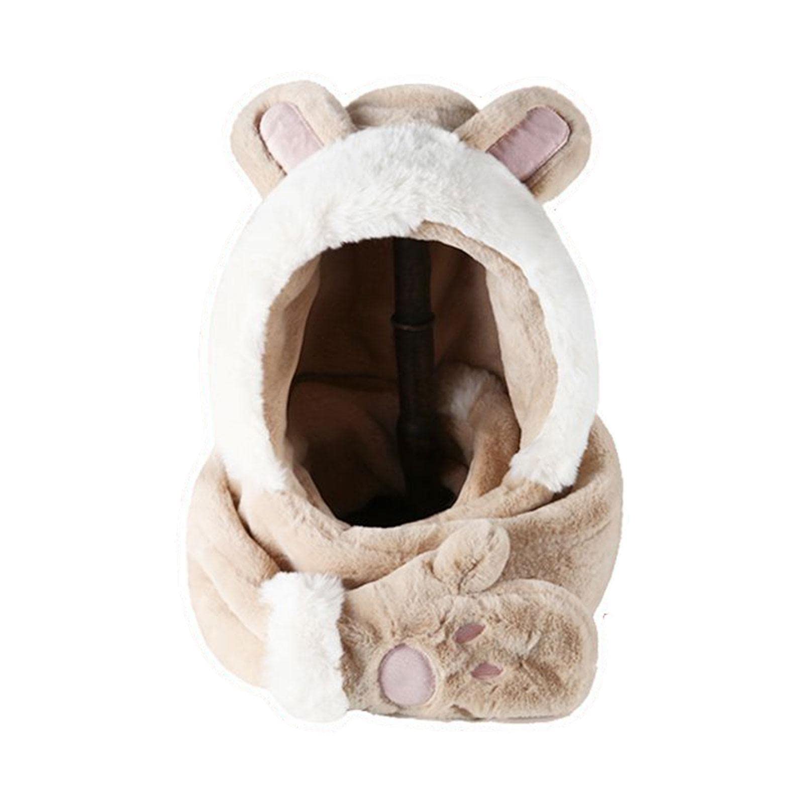 3 in 1 Women's Hooded Scarf Paw Gloves Hat Headscarf Winter Cute Animal Hat Khaki-image-17