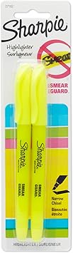 Sharpie Accent Pocket-Style Highlighters, 2 Fluorescent Yellow Highlighters 27162PP
