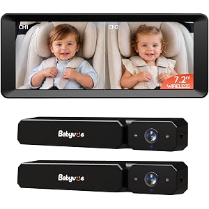 Babyvue BV6Plus 7.2" Wireless Dual Baby Car Camera for Fast Setup