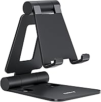 Nulaxy Dual Folding Adjustable Phone Stand for iPhone 16 15 14 13, Galaxy, Switch - Foldable Aluminum Desktop Holder