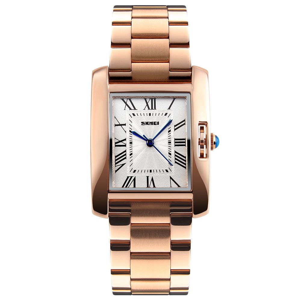 MASTOP Women Watch Rectangle Rose Gold Stainless Steel Waterproof Crystal Analog Quartz Roman Numerals Watch, silver, fashion (B07BSC36WV) Amazon Price History, Amazon Price Tracker