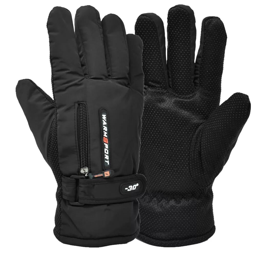 PEAKTREND Waterproof Fleece Thermal Ski Gloves Winter Warm Waterproof Men Women Snowboard Zipper Pocket Anti-Skid Snowboarding Driving Work Gloves