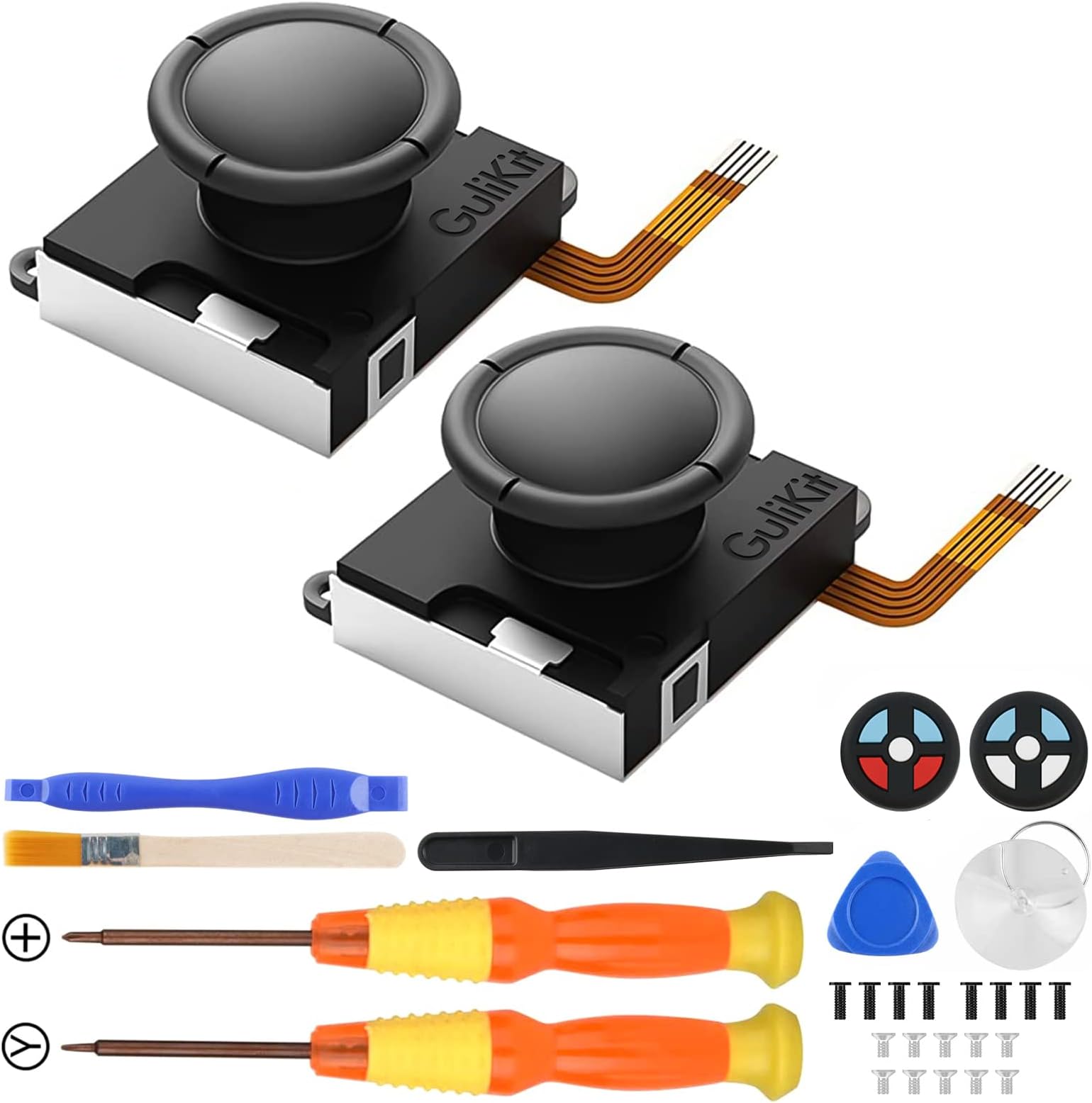 Gulikit Hall Effect Sense Joystick Replacement for JoyCon (No Drift), Left/Right Joystick Thumb Sticks Repair Kit Accessories for Switch/Switch OLED/Switch Lite (NO Tools)