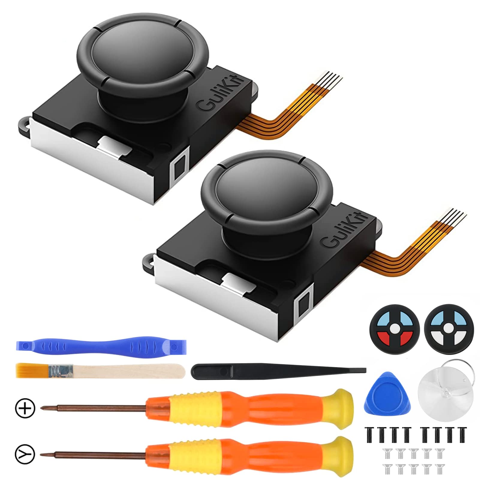 GuliKit Hall Effect Sense Joystick Replacement for JoyCon (No Drift), Left/Right Joystick Thumb Sticks Repair Kit Accessories for Switch/Switch OLED/Switch Lite(2 Pack)