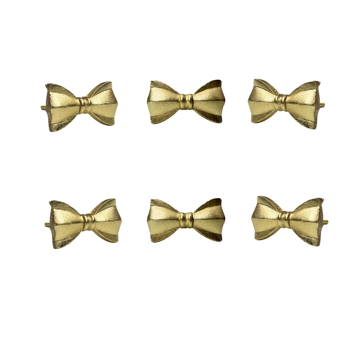 Perilla Home Set of 6 Metal Door Knobs - Decorative Door Knobs Bow Tie Handle with Screw | Cupboard Drawer Dresser Bedroom Kitchen Cabinet Wardrobe
