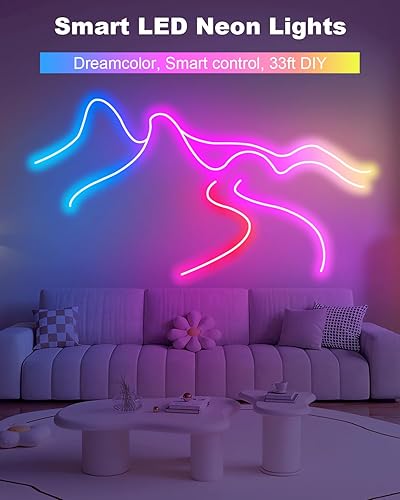 Miniatura 7 de echosari Tira de luces LED RGBIC inteligentes, tira de luces de neón de 33 pies que funciona con Alexa y Google Assistant, tira de luces de neón con