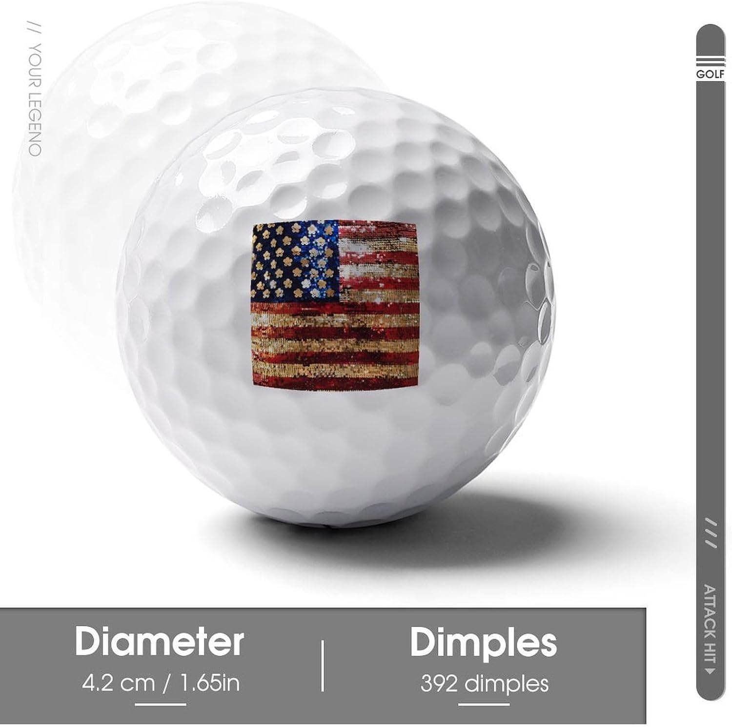 Sequin Pattern U.S. Flag Funny Practice Golf Balls Limited Flight Training Ball for Backyard Indoor Outdoor