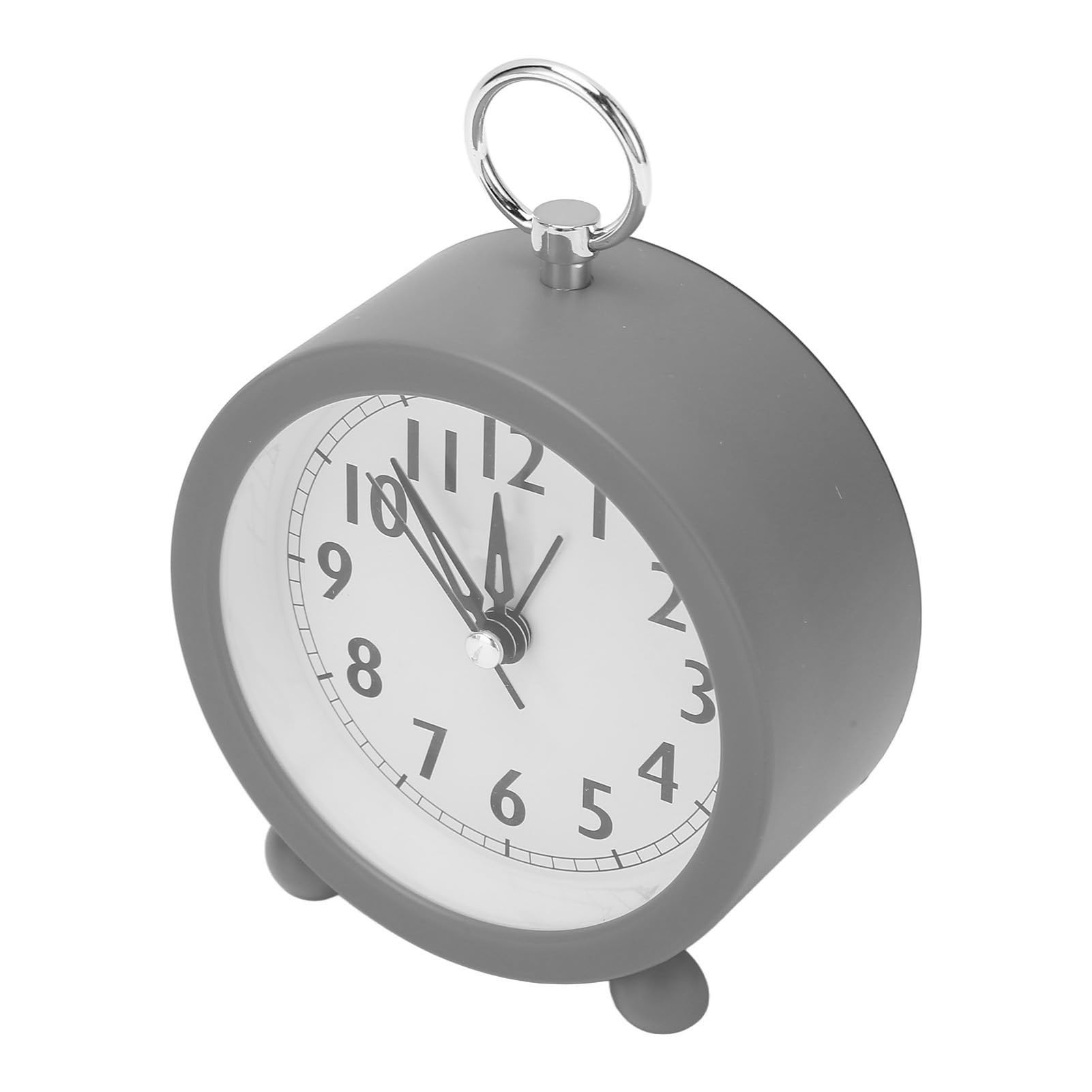 soobu Circular Alarm Clock, Battery Powered Small Circular Alarm Clock with On and Off Button for Dormitory for Bedside (Grey)