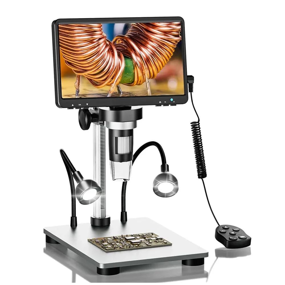 DM9 7-Zoll-LCD-Digitalmikroskop 1200X 1080P Mikroskoplupe 12MP Ultrapräzises fokussierendes Lötmikroskop