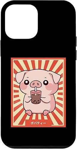 Funda de estilo japonés retro Otaku para iPhone 12 mini animé con bebidas de cerdo