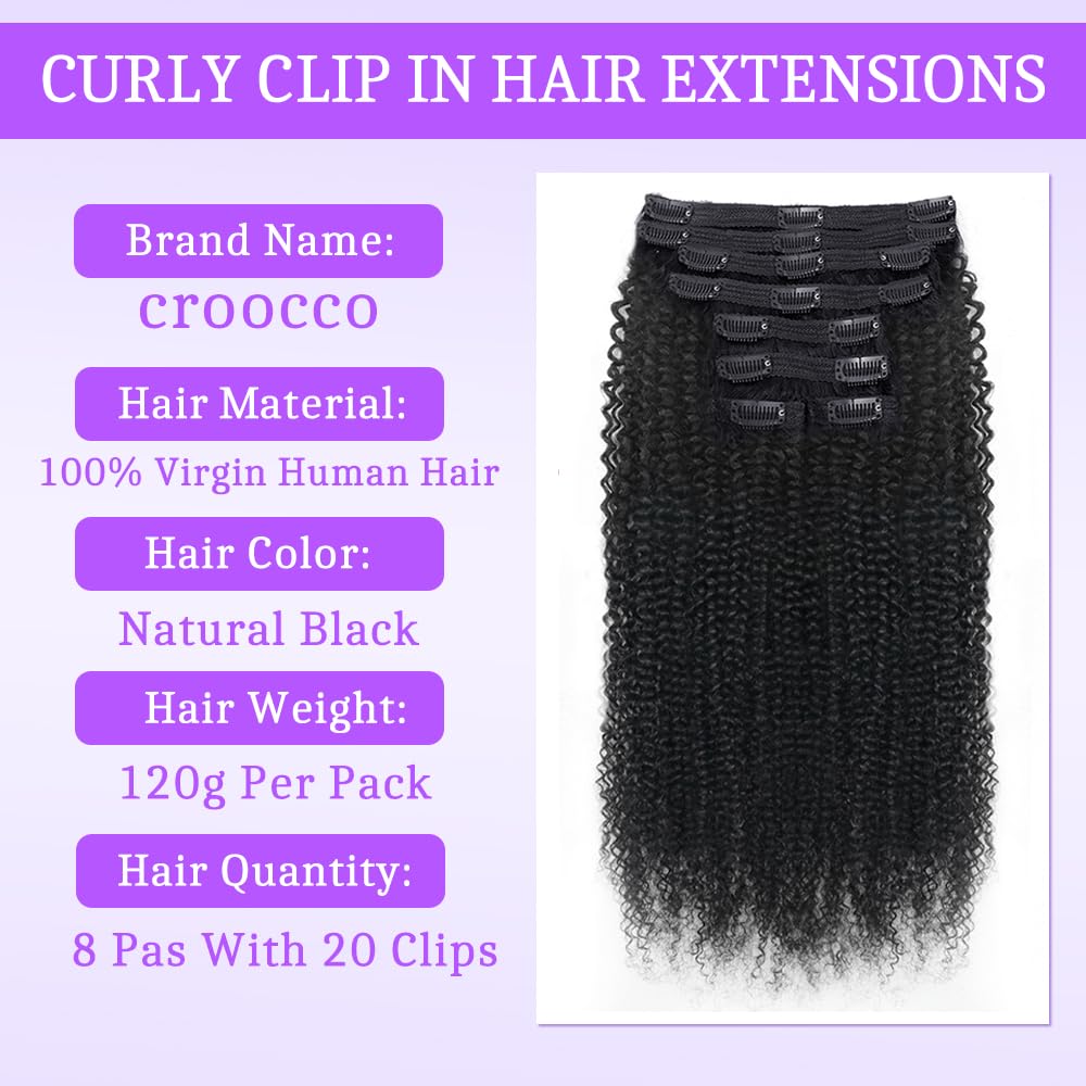 Curly Clip-In Human Hair Extensions, Brazilian Remy Hair