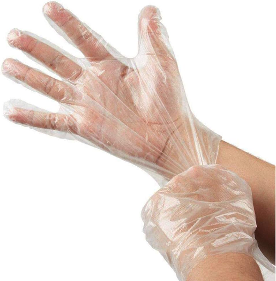 Derien Disposable Transparent Plastic Hand Gloves for Protection Against Bacteria and Virus (Pack of 50 Pair)