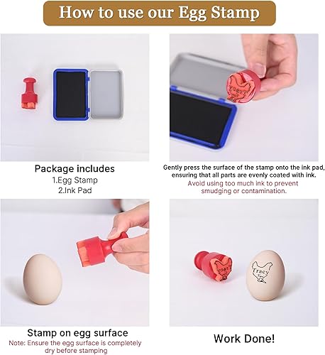 Miniatura 3 de Sellos de huevos para huevos frescos, sello personalizado de huevo de pollo con almohadilla de tinta, sello de logotipo personalizado con diseño