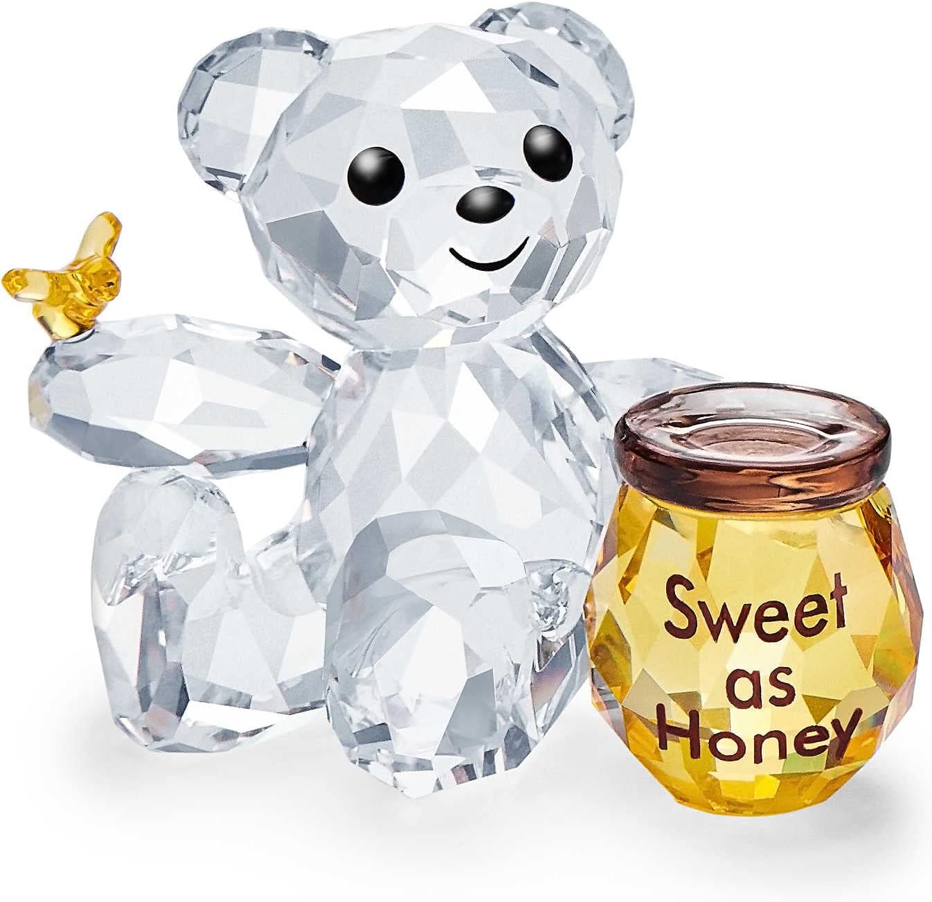 SWAROVSKI Kris Bears Sweet as Honey Figurine, Clear Swarovski Crystal with a Yellow and Brown Accents, Part of the Swarovski Kris Bears Collection