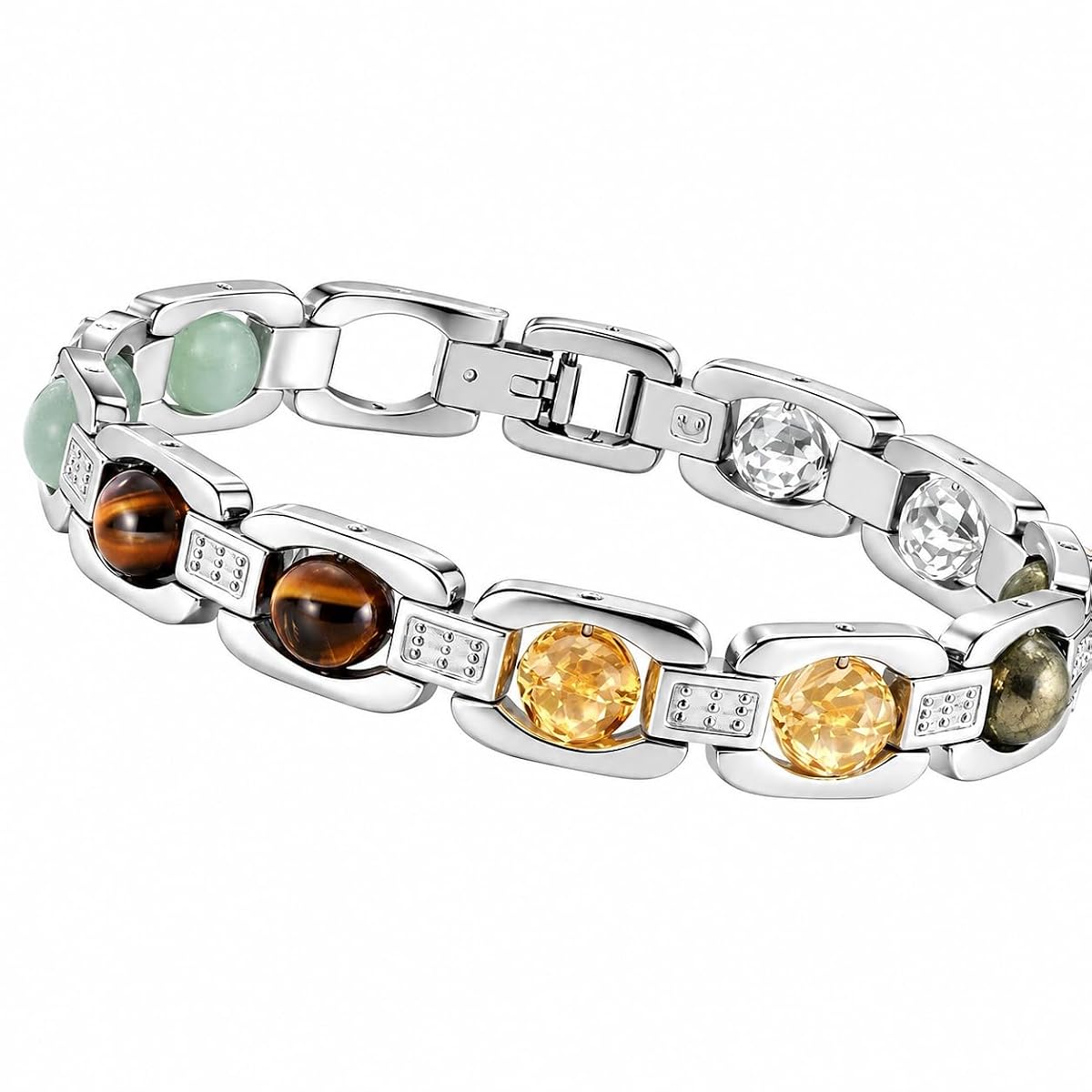AVORA Dhan Yog Crystal Bracelet for Men & Women | Pyrite Citrine Tiger Eye