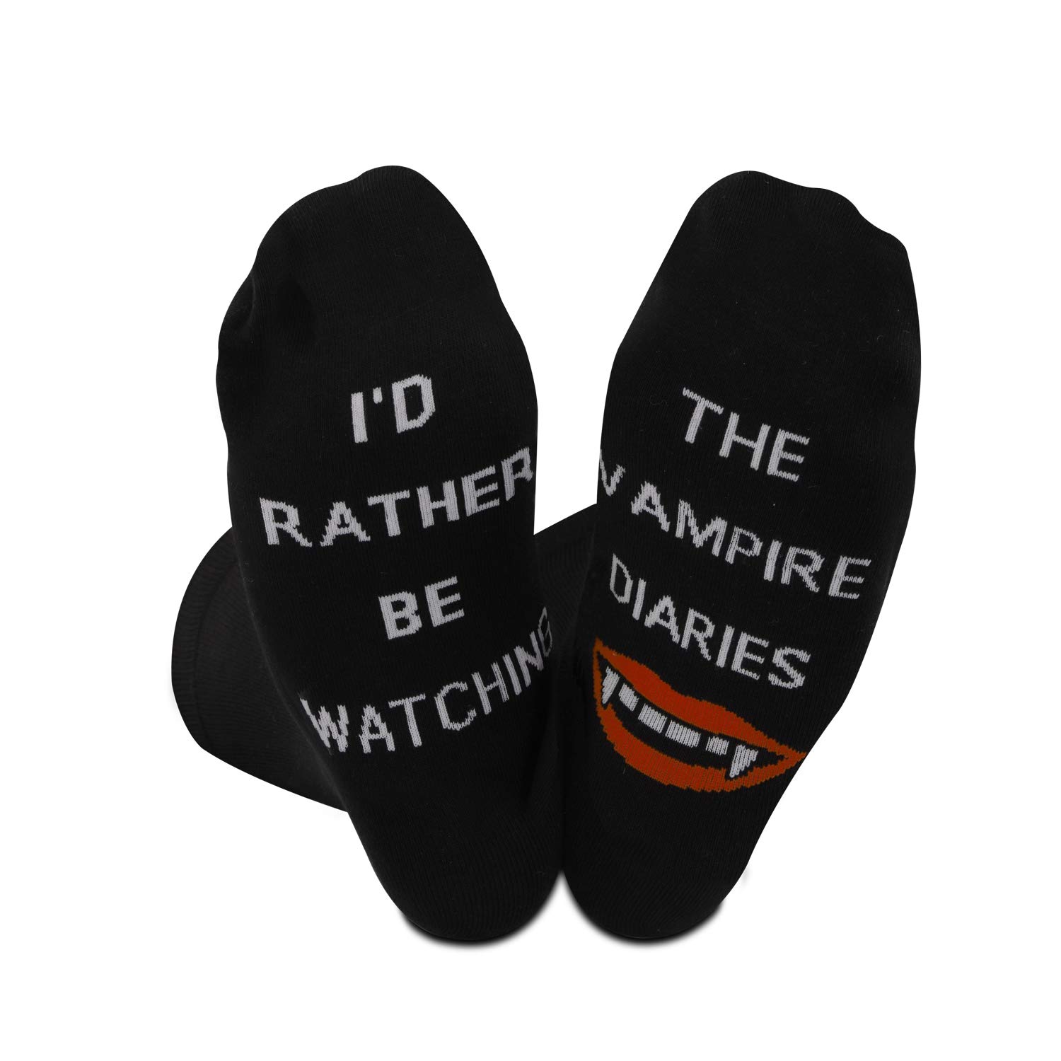 Jtouk Unisex Black Vampire Inspired Gift Novelty Socks I’d Rather Be Watching Tv Show(Vampire Eu)