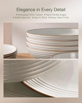 Famiware Jupiter Stoneware Dinnerware Sets, 18-Piece Speckled Dishes for 6