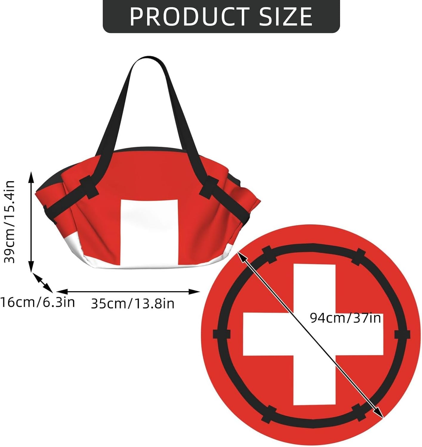 Foldable Camping Bag for Outdoor Picnic Beach Use Comfortable Light with Unique Exquisite Swiss Flag Print