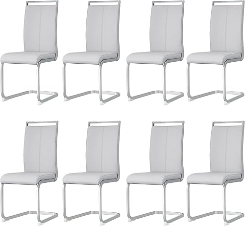 Miniatura 154 de AZmac Juego de 4 sillas de comedor modernas de cuero, sillas de cocina sin brazos, sillas de comedor con asiento acolchado tapizado y patas cromadas