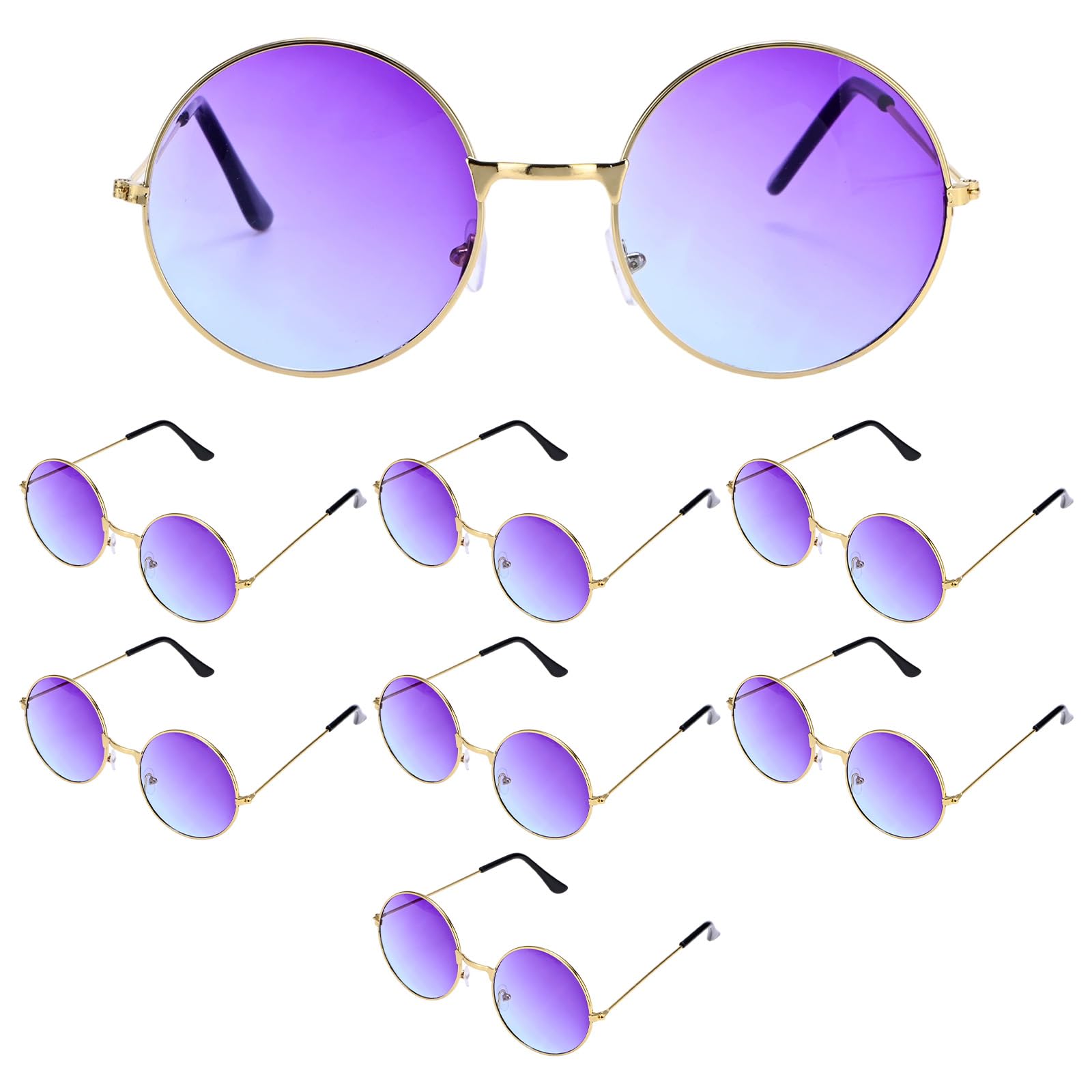 M METERXITY 8-Pack Party Favors Sunglasses, Round Fun & Colorful Transparent Glasses Photo Props Accessories Sunglasses Bulk for Birthday/Party/Decorations [Purple & Blue]