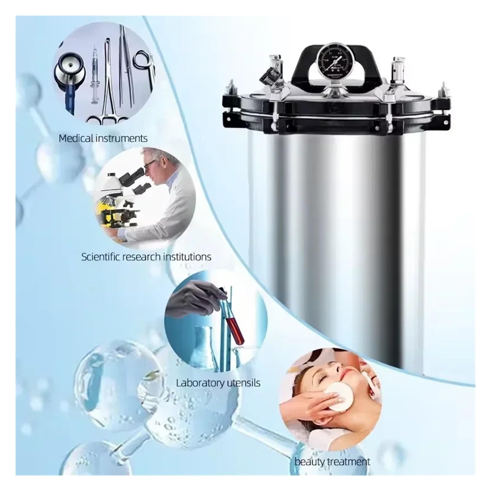 Autoclave Portatile Da 18 Litri, Sterilizzatore A Vapore A Pressione Verticale, Attrezzatura Laboratorio Efficiente E Veloce