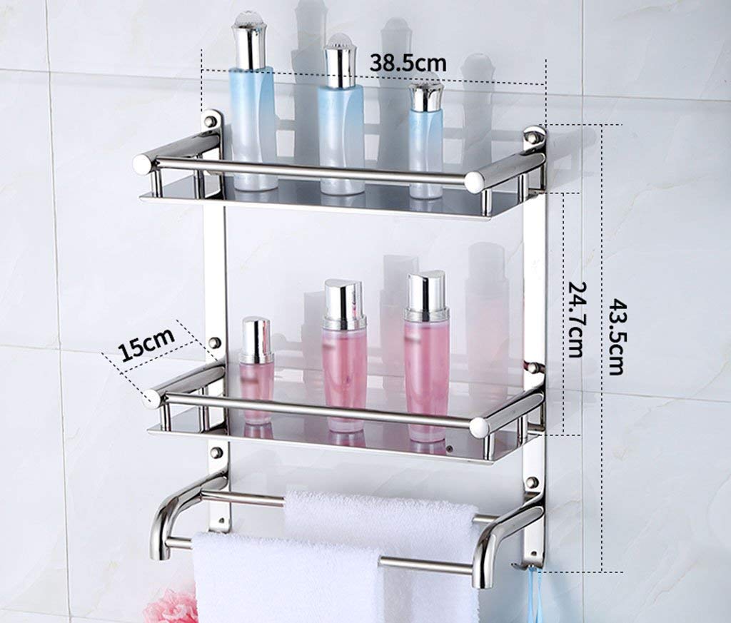 Tableau de serviette double barre suspendu acier inoxydable 304 salle de bain 43.5cm