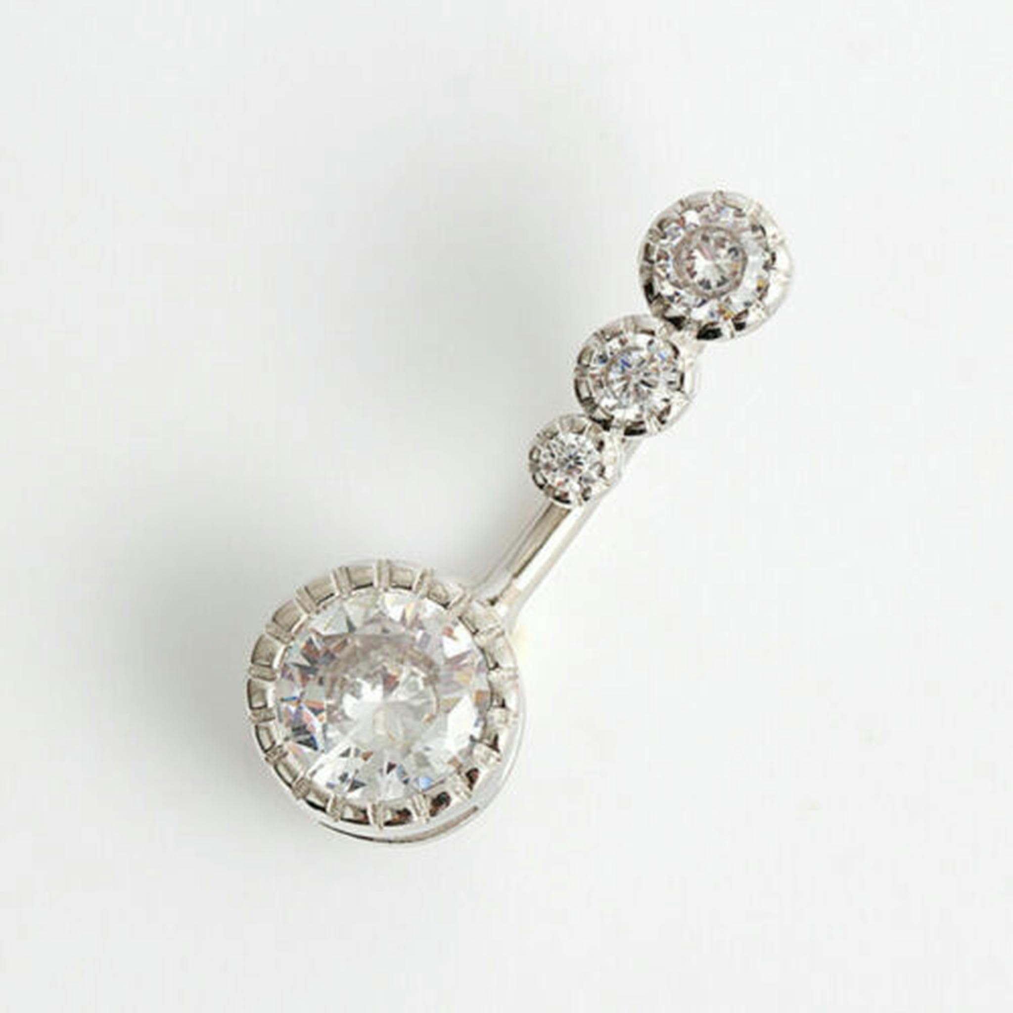 Piercing all'ombelico con Cristalli CZ e castone in Argento Sterling da Donna A1813-8mm