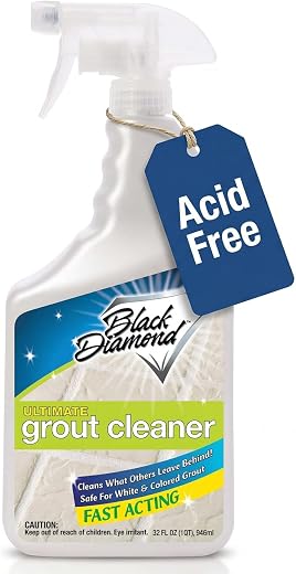 Ultimate Grout Cleaner for Tile Floors Blasts Away Years of Dirt and Grime Making Cleaning Easy. This Heavy Duty Spray Cleaning Solution Produces Amazing results, and it is Safe for Colored Grout and Natural Stone. (1 Quart)