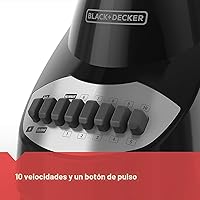 Vista 4 de BLACK+DECKER, licuadora para encimera con jarra de vidrio para 6 tazas, configuración de 10 velocidades, de color negro, BL2010BG