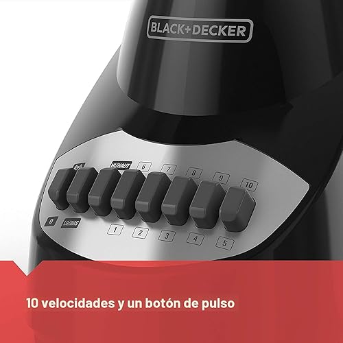 Miniatura 4 de BLACK+DECKER, licuadora para encimera con jarra de vidrio para 6 tazas, configuración de 10 velocidades, de color negro, BL2010BG