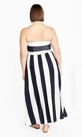 City Chic Women's Plus Size Simone Stripe Maxi Dress