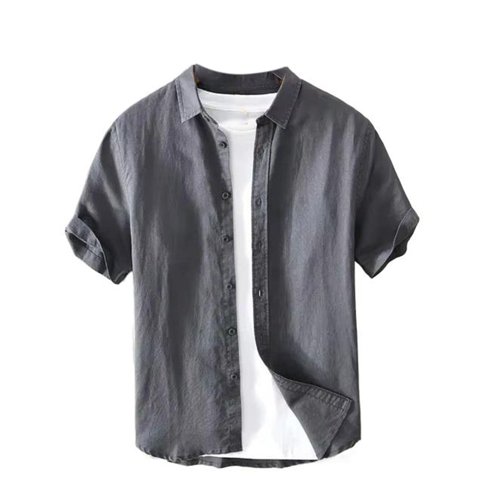 Camicetta Casual Leggera da Uomo a Colletto abbattuto, Top a Maniche Corte Streetwear Estivo
